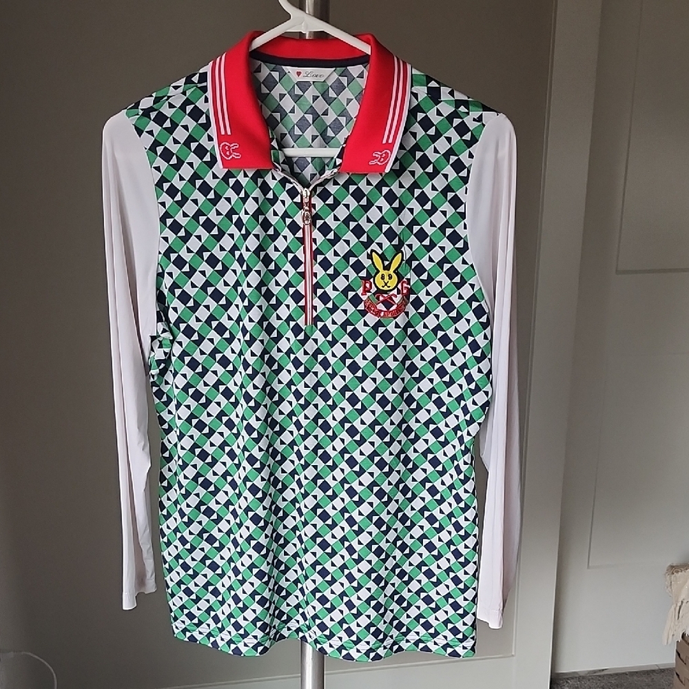 Love And Sport Geometric Print Henley Size M